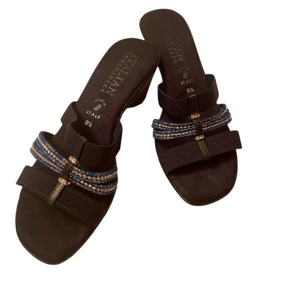 Italian Shoemaker Navy Wedge Shoes Size 9 1/2 - Picture 2 of 7